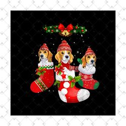 Beagle Dog With Sock And Hat Santa PNG, Beagle PNG, Snowflake PNG, Dog PNG, Santa Hat PNG