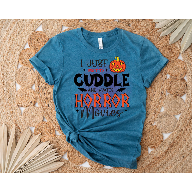 I Just Want To Cuddle And Watch Horror Movies Shirt, Halloween Costume, Funny Halloween Gift, Halloween Party Shirt, Spooky Season Tee - 4.jpg