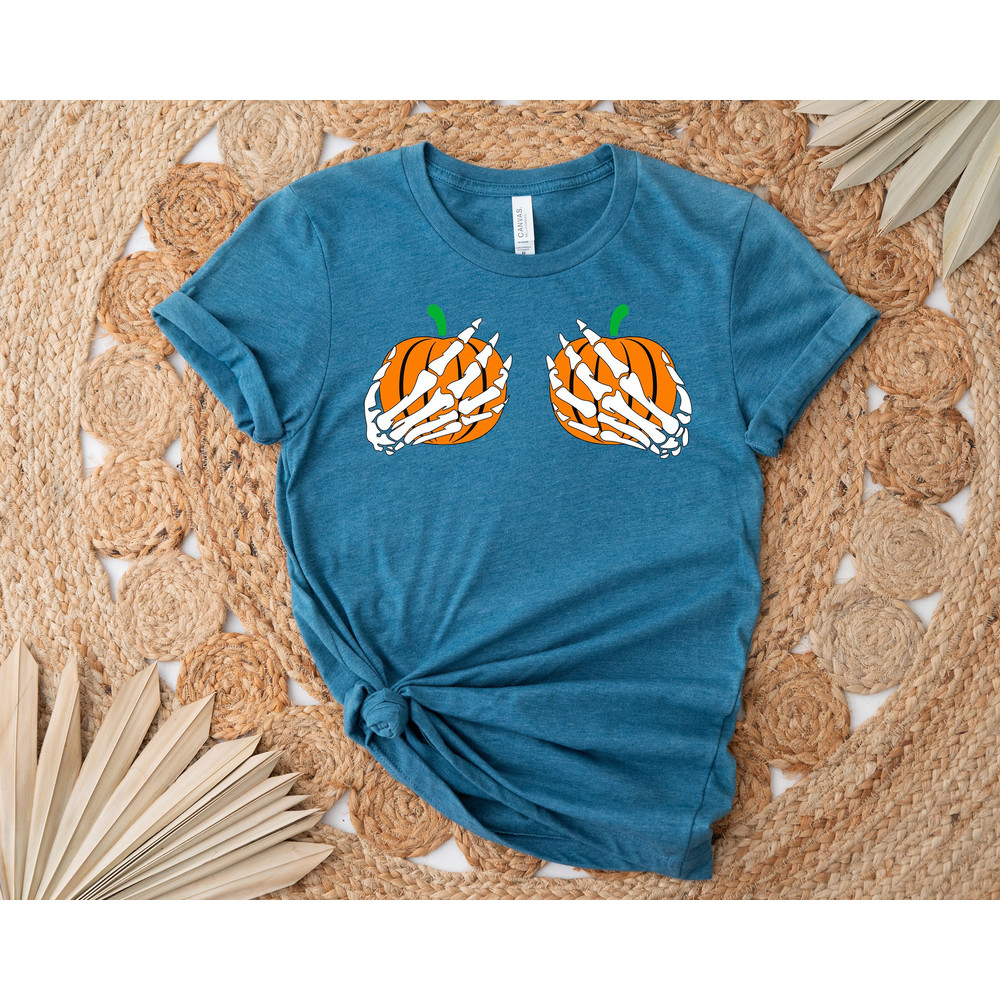 Skeleton Hands On Boobs Shirt, Halloween Shirt, Funny Boobs Shirt, Halloween Costume, Funny Halloween Women Tee, Halloween Party Shirt - 4.jpg