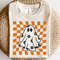 Checkered daisy ghost svg, Floral ghost outline svg, Checkered Halloween shirt svg, Groovy ghost svg, Spooky season svg, Retro Halloween svg - 1.jpg