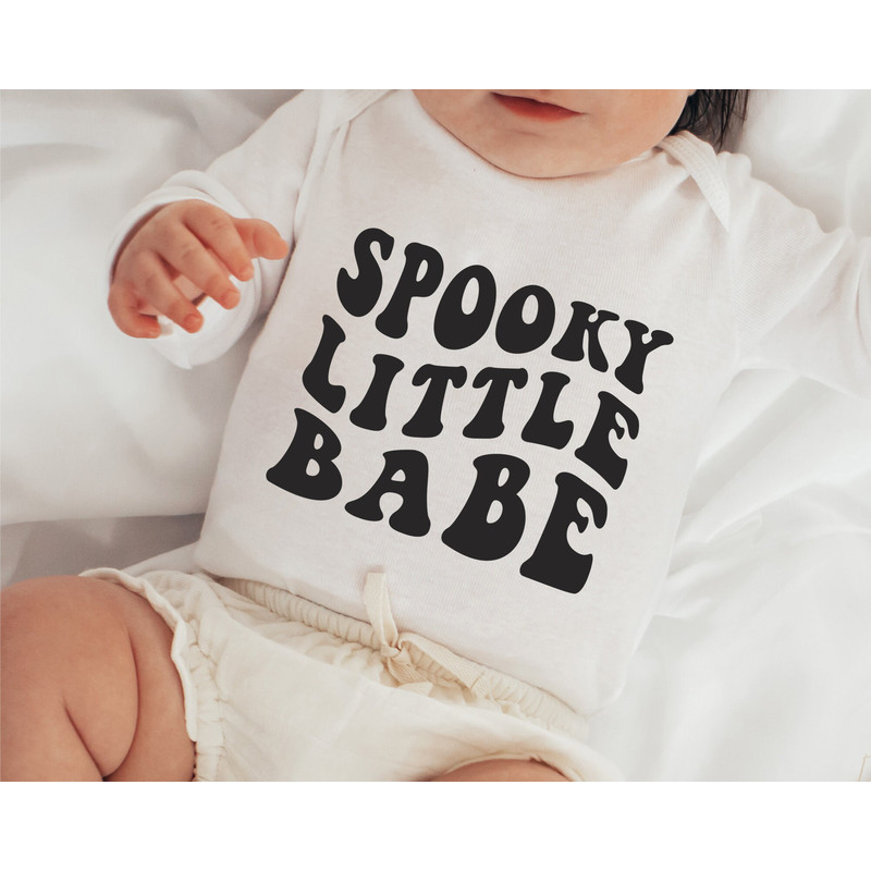 Spooky little babe svg, Spooky vibes svg, Baby Halloween svg, Little girl Halloween svg, Retro Halloween svg, Wavy letters svg, Funny fall - 1.jpg