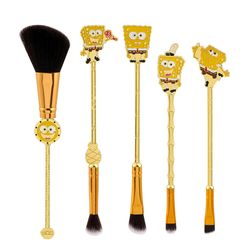SpongeBob SquarePants Cartoon Makeup Brushes 5pcs/set Foundation Concealer Eyebrow Powder Brush With Pouch