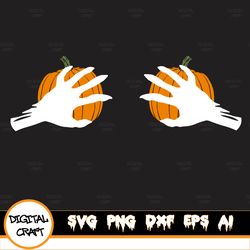 halloween and pumpkins boobs design, skeleton hands svg pumpkin,skeleton svg boob hands, funny halloween svg shirt skull