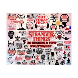 50 Design And Font Stranger Things Popular Movie Series Clipart Bundle, Stranger Things Svg, Stranger Things, Not Today