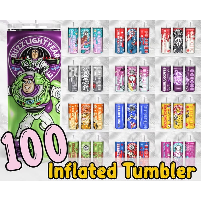 Designs Inflated for 20oz Skinny Tumbler Wraps, Disney PNG Sublimation, Blue Alien 3D Tumbler Full Wrap.jpg
