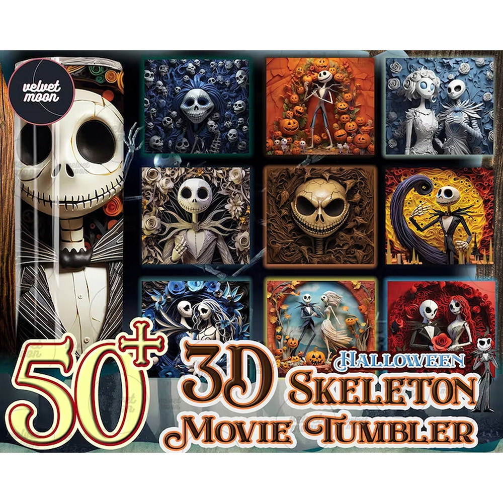 Halloween Inflated for 20oz Skinny Tumbler Wraps, Nightmare Besore Christmas PNG Sublimation, 3D Tumbler Full Wrap.jpg