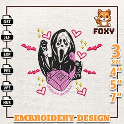 ghost face embroidery design, scream movie embroidery design, scary halloween embroidery machine file, killers embroider