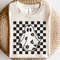 Checkered daisy ghost svg, Floral ghost outline svg, Checkered Halloween shirt svg, Ghost with flowers sublimation png, Retro Halloween svg - 1.jpg