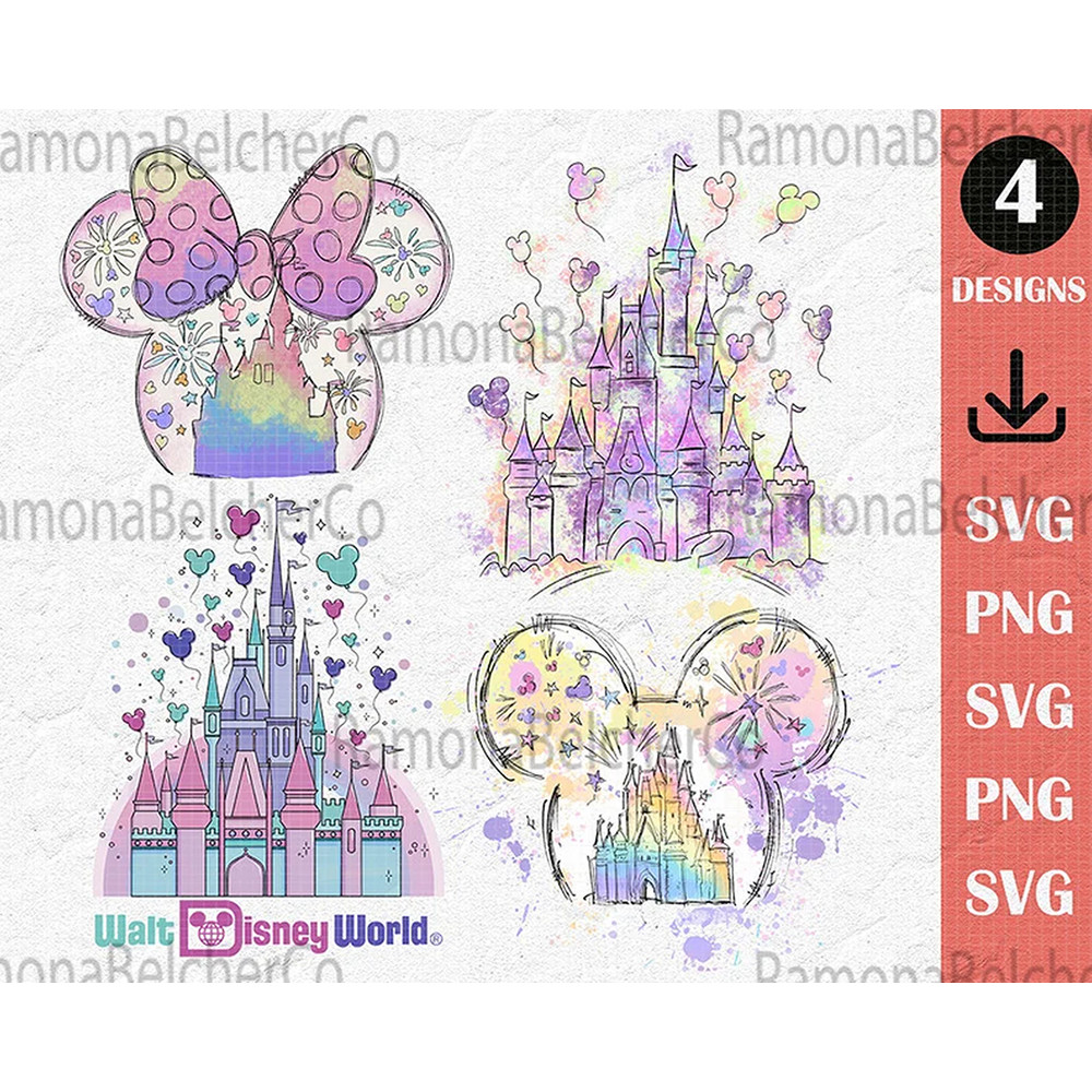 Watercolor DisNey Castle Png, Castle Magic World Vacation Png, Castle MicKey Head Png, Magic Kingdom Png, DisNey World.jpg