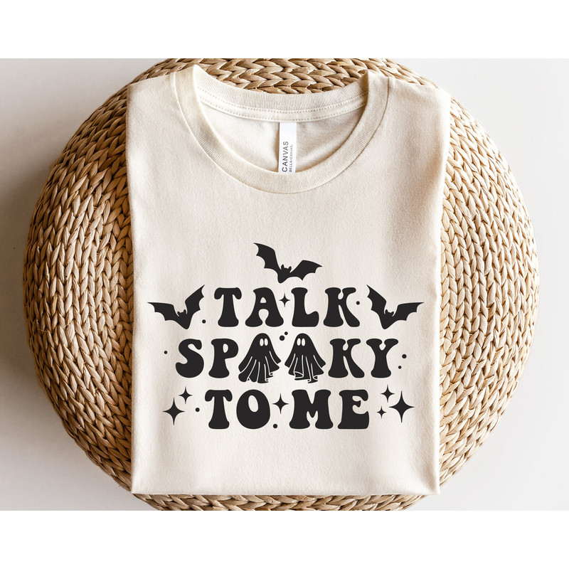 Ghost svg, Talk spooky to me svg, Spooky vibes svg, Halloween quote svg, Retro Halloween shirt svg, Creepy ghost svg, Funny fall svg - 1.jpg