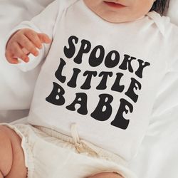 spooky little babe shirt, spooky vibes shirt, baby halloween shirt, little girl halloween shirt, retro halloween shirt,