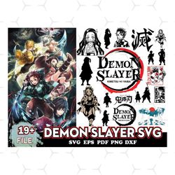 19 files anime manga svg bundle, demon slayer svg