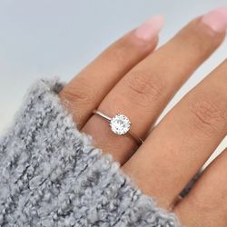 925 Silver CZ Diamond Ring, Engagement Ring, stacking ring