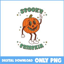 spooky pumpkin png, ghost png, pumpkin png, retro halloween png, halloween png, cartoon png, png digital file