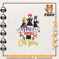 i put a spell on you, happy halloween embroidery, hocus pocus embroidery, hocus pocus sisters, sanderson sisters embroi