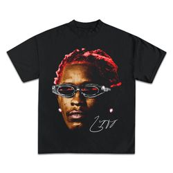 young thug t-shirt , concert merch rap tee thugger slime season gunna ysl drake kanye , red black rare hip hop graphic p