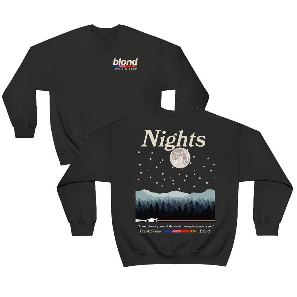 Frank Ocean BLOND NIGHTS Sweatshirt front & back design blond album blonded music gift cool gift ideas - 1.jpg