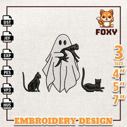 hello spooky embroidery design, spooky black cat embroidery design, fall season embroidery file, ghost machine embroide