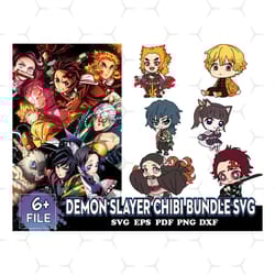 demon slayer chibi bundle svg, chibi anime svg