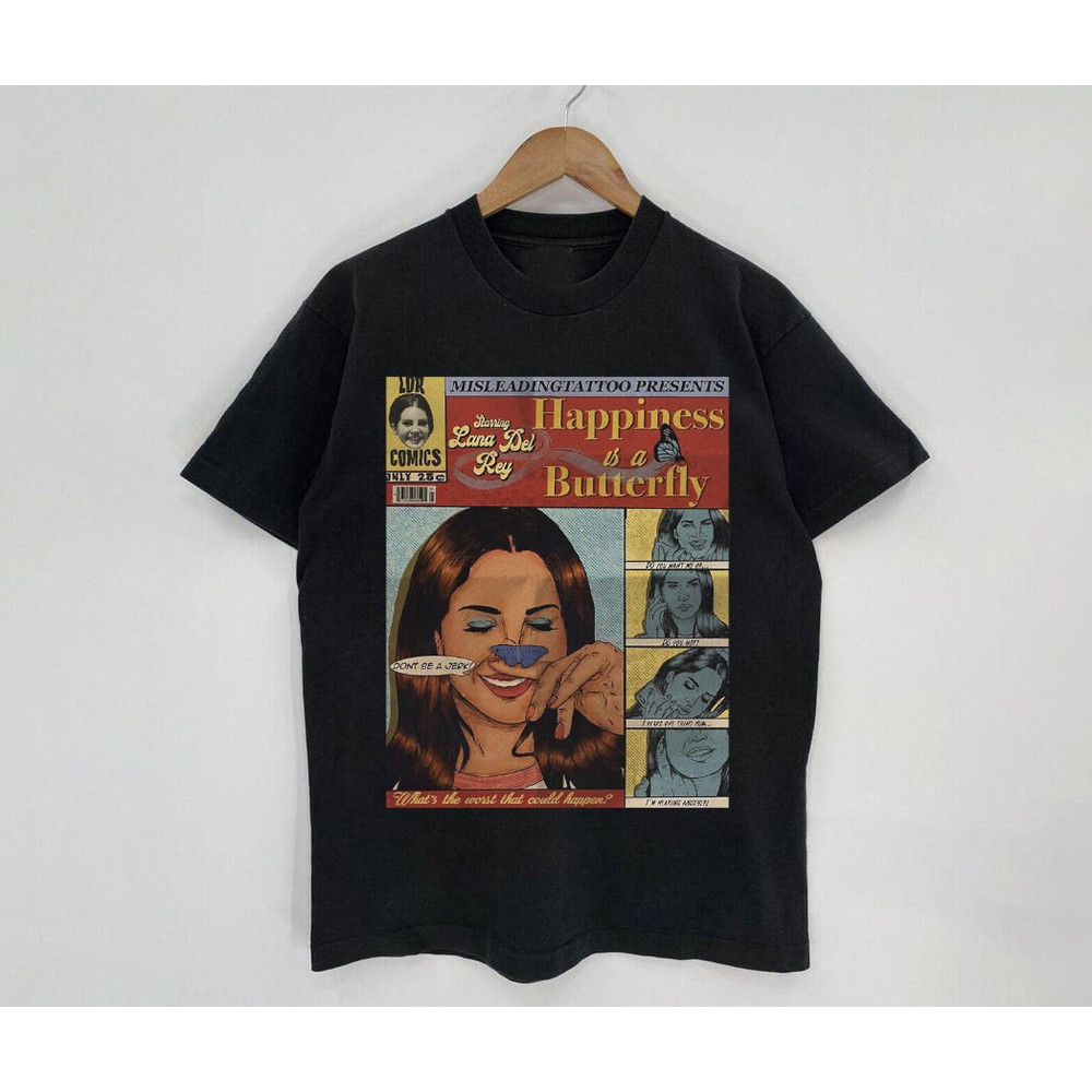 Happiness is a butterfly Lana Vintage Shirt, Lana Bootleg 90s Black T-Shirt, Music RnB Singer Shirt, Gift For Fans, Vintage Style Shirt - 1.jpg