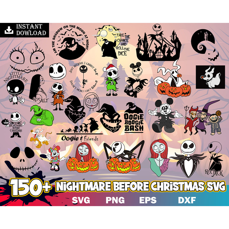 150 Nightmare before christmas svg,Bundle Jack Skellington svg, jack skellington svg, A nightmare before christmas svg, INSTANT DOWNLOAD.jpg