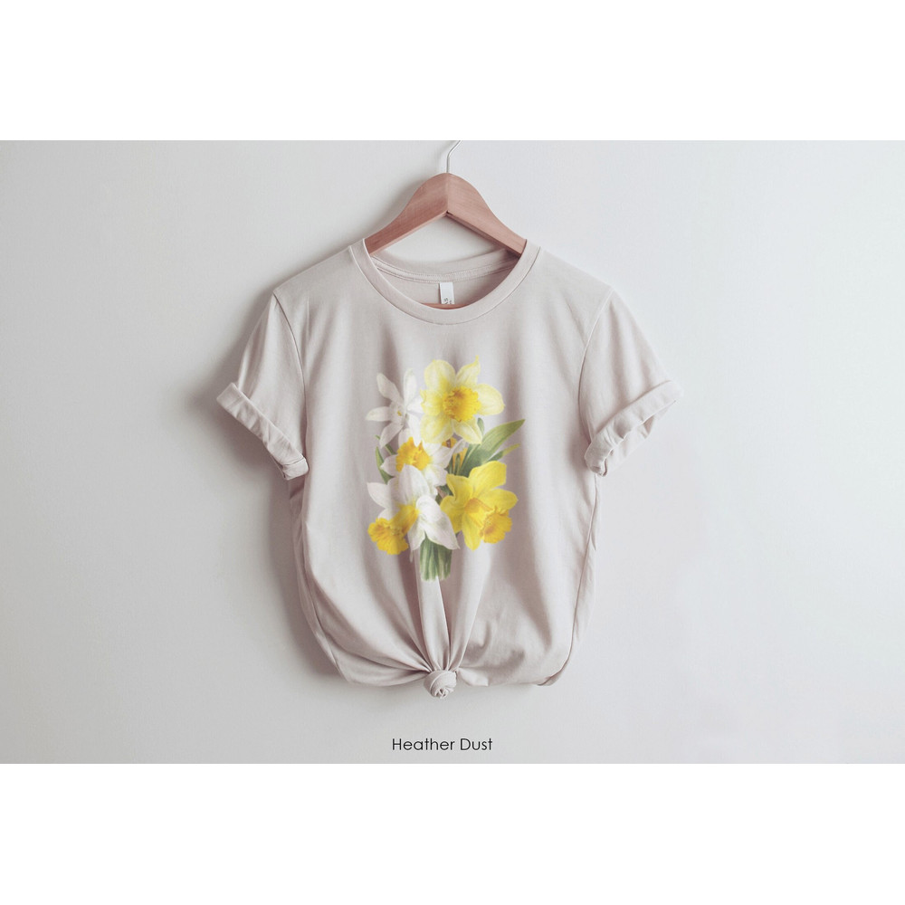 Daffodil Flowers Vintage Style Graphic Tee Shirt for Women Flower Bouquet T-Shirt Hiking Outdoor Camping Botanical March Month Gift - 2.jpg