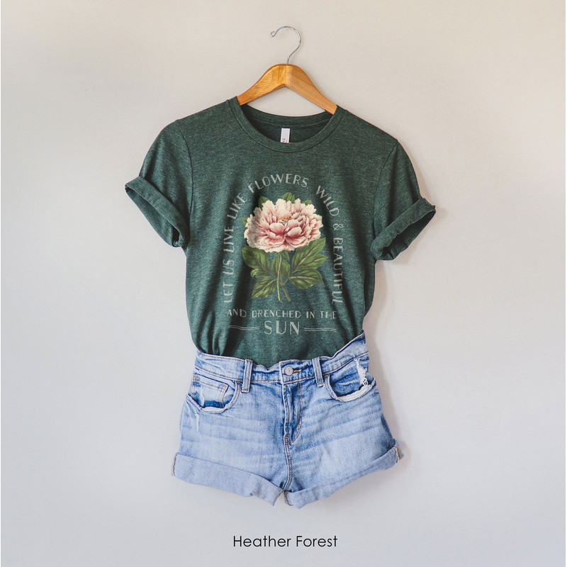 Flower Graphic tshirt Floral Graphic Tee Wildflower Quote Shirt for women Vintage Style Aesthetic Clothing Oversized style - 1.jpg