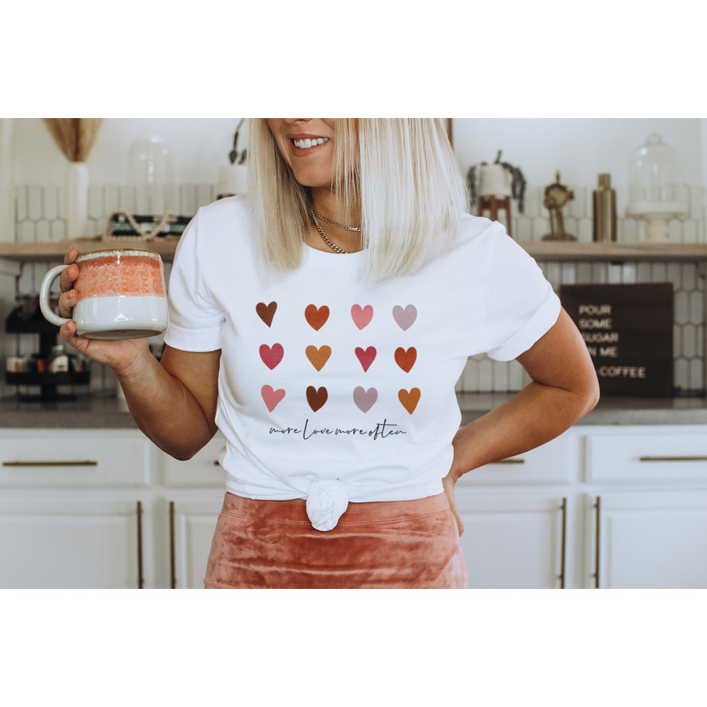 More Love More Often Heart Graphic Tee Shirt for Women Oversized T-Shirt Boho T-Shirt Love Each other, 70s, Gift, Modern Retro Style - 3.jpg