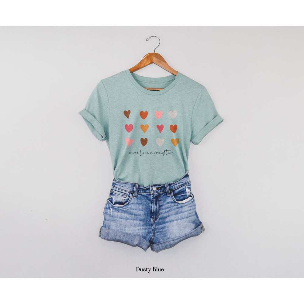 More Love More Often Heart Graphic Tee Shirt for Women Oversized T-Shirt Boho T-Shirt Love Each other, 70s, Gift, Modern Retro Style - 4.jpg