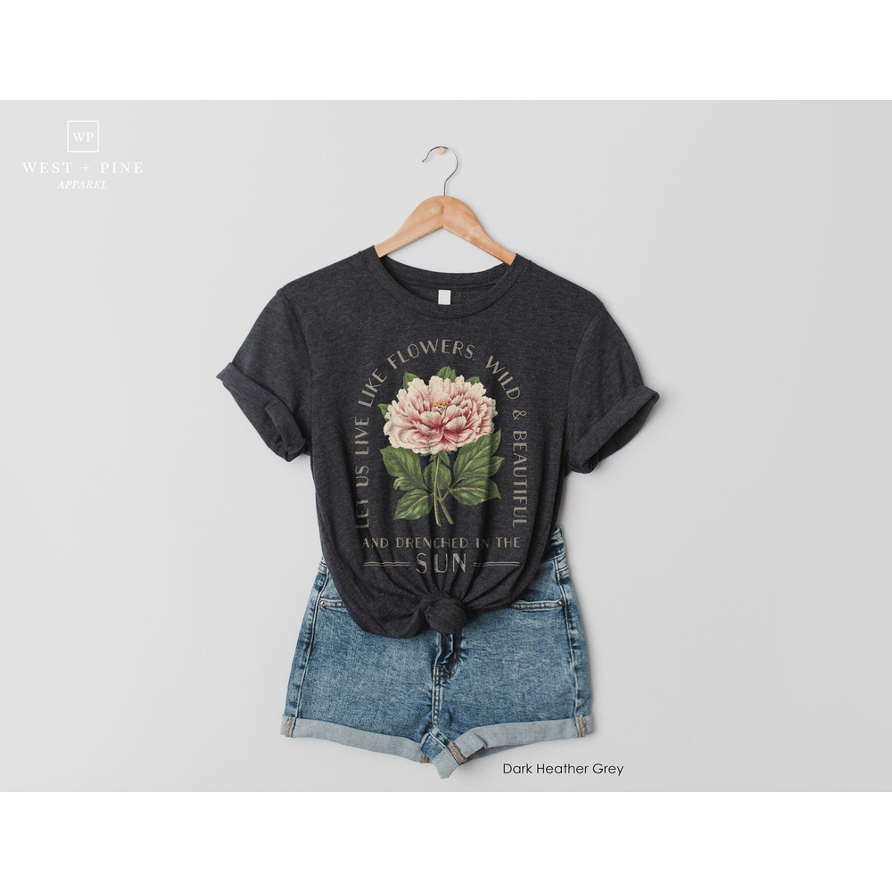Flower Graphic tshirt Floral Graphic Tee Wildflower Quote Shirt for women Vintage Style Aesthetic Clothing Oversized style - 4.jpg