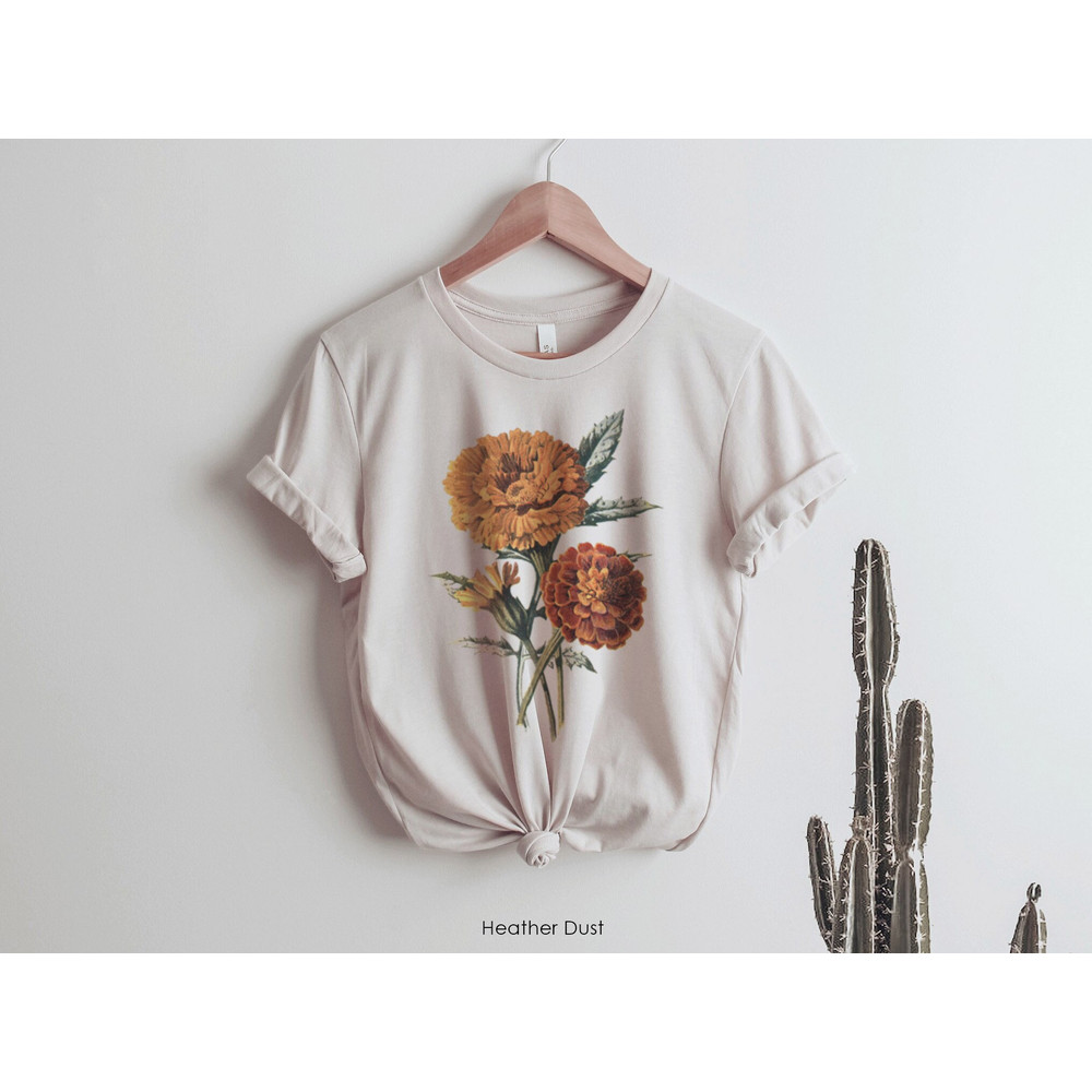 Wildflower Vintage Graphic Tee Orange Marigolds Oversized T-Shirt Boho Shirt Flower Lover Shirt T-Shirt Shirt for Women Gift - 1.jpg