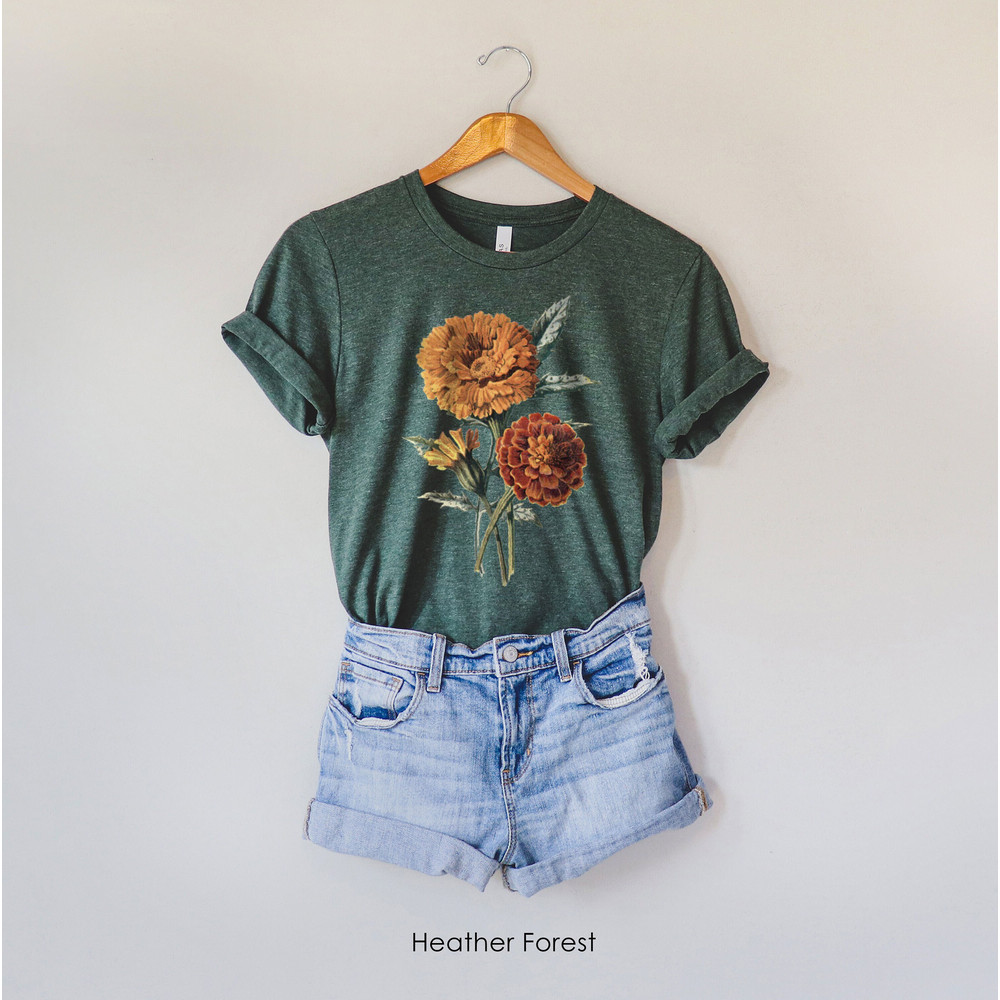 Wildflower Vintage Graphic Tee Orange Marigolds Oversized T-Shirt Boho Shirt Flower Lover Shirt T-Shirt Shirt for Women Gift - 4.jpg