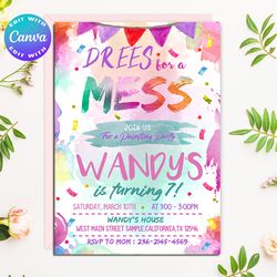 art party invitation, art party invites, art party, art birthday, art party themes, art party card