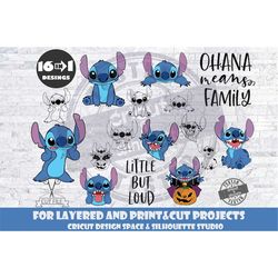 Stitch Bundle SVG Design Files For Cricut Silhouette Cut Files Layered And PrintAndCut Lilo & Stitch SVG Stitch Hallowee