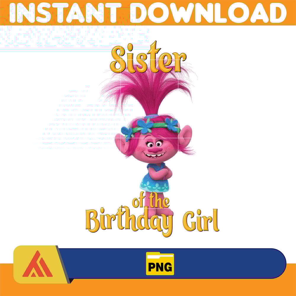 Custom Name Age Birthday Girl PNG, Trolls PNG, Trolls Digital, Trolls Birthday Family Matching Party PNG, Instant Download (34).jpg