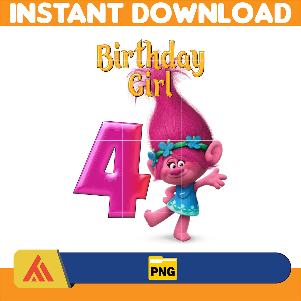 Custom Name Age Birthday Girl PNG, Trolls PNG, Trolls Digital, Trolls Birthday Family Matching Party PNG, Instant Download (4).jpg