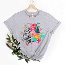 mental health matters, mental health shirt, plant lovers gift, gardening gift, flower t-shirt, floral brain shirt, menta