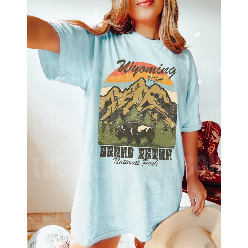 Grand Teton National Park Tee, Comfort Colors Tee, Grand Teton  Tee, Wyoming Graphic Tee, Vintage Inspired T-shirt, Unisex Tee, - 4.jpg