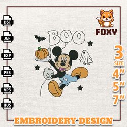 famous halloween cartoon mouse embroidery design, happy halloween embroidery design, ghost boo embroidery file, spider