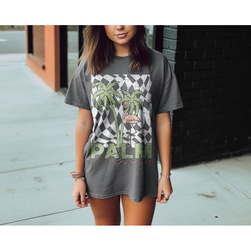 Palm Springs Tee, Comfort Colors Tee, Beach Tee, California T-shirt, Vintage Inspired, Retro Tee, Eighties Tee, Size up for Oversized Tee - 1.jpg