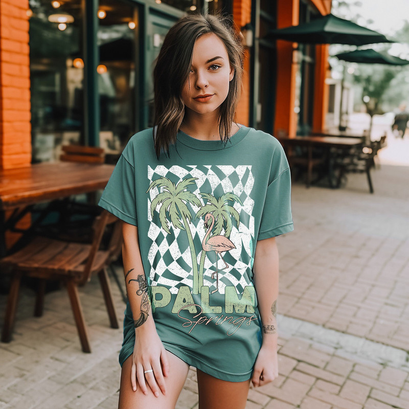 Palm Springs Tee, Comfort Colors Tee, Beach Tee, California T-shirt, Vintage Inspired, Retro Tee, Eighties Tee, Size up for Oversized Tee - 2.jpg