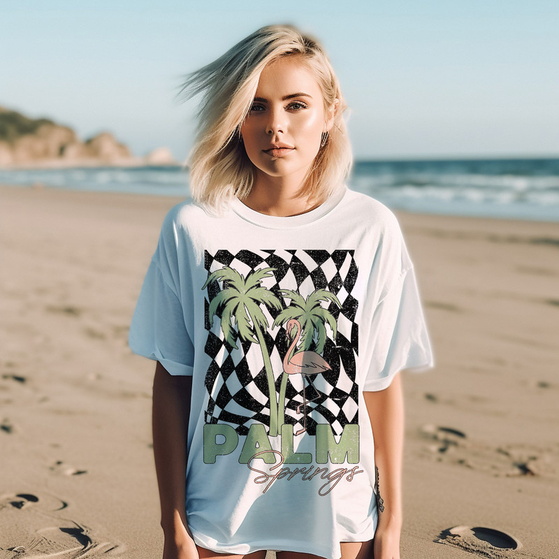 Palm Springs Tee, Comfort Colors Tee, Beach Tee, California T-shirt, Vintage Inspired, Retro Tee, Eighties Tee, Size up for Oversized Tee - 3.jpg