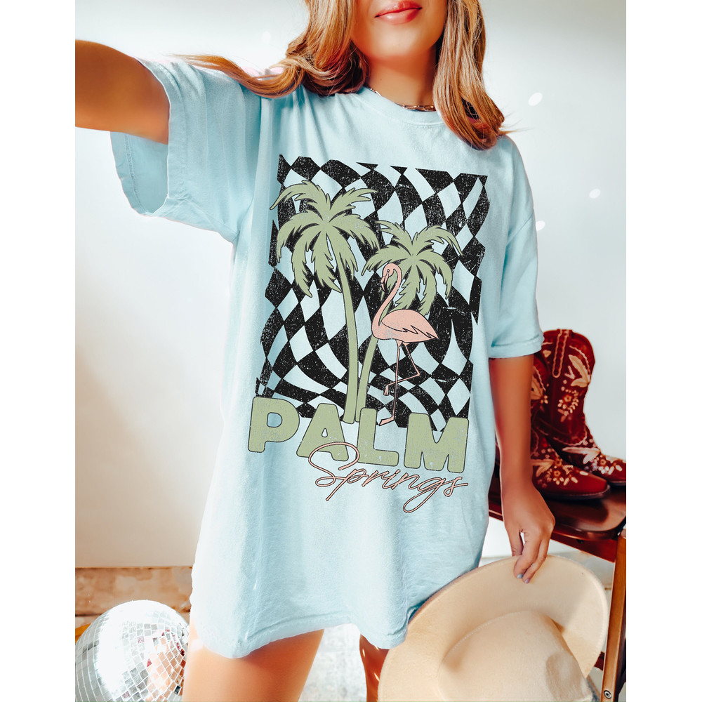Palm Springs Tee, Comfort Colors Tee, Beach Tee, California T-shirt, Vintage Inspired, Retro Tee, Eighties Tee, Size up for Oversized Tee - 5.jpg