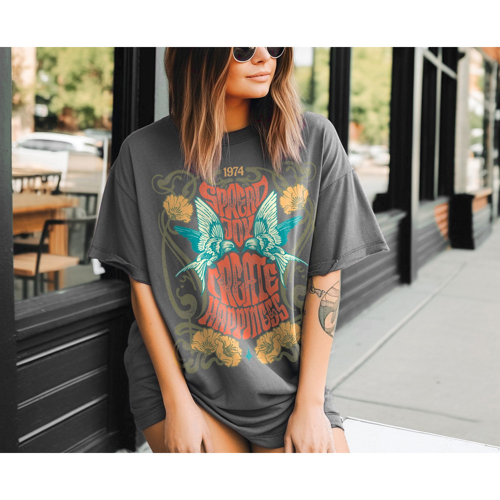 Spread Joy Create Happiness Tee, Be Kind Tee, Comfort Colors Tee, Kindness T-shirt, Vintage Inspired unisex Tee, Comfort Colors T-shirt - 1.jpg