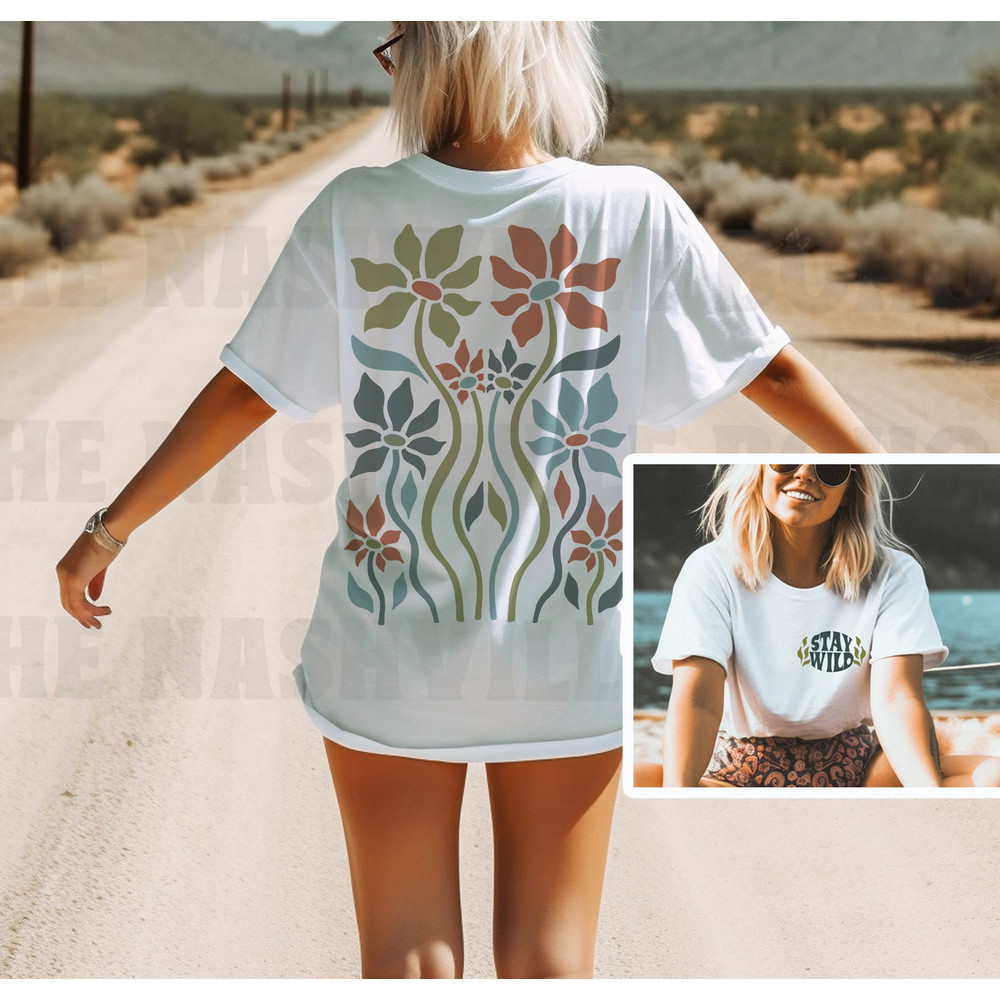 Stay Wild T-shirt, Wildflower Tee, Flower Child Tee, Vintage Inspired, Unisex Tee, Comfort Colors T-shirt, Oversized Tee, Festival Tee - 1.jpg