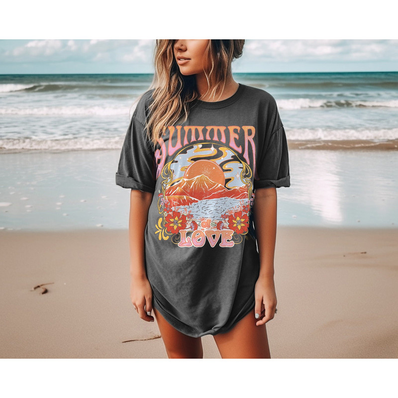 Summer Of Love Tee, Comfort Colors Tee, Beach Tee, Summer T-shirt, Vintage Inspired, Retro Tee, Eighties Tee, Size up for Oversized Tee - 1.jpg