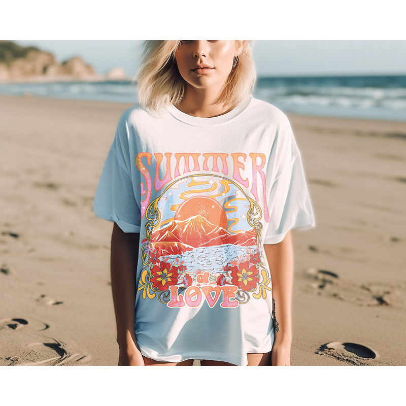 Summer Of Love Tee, Comfort Colors Tee, Beach Tee, Summer T-shirt, Vintage Inspired, Retro Tee, Eighties Tee, Size up for Oversized Tee - 2.jpg