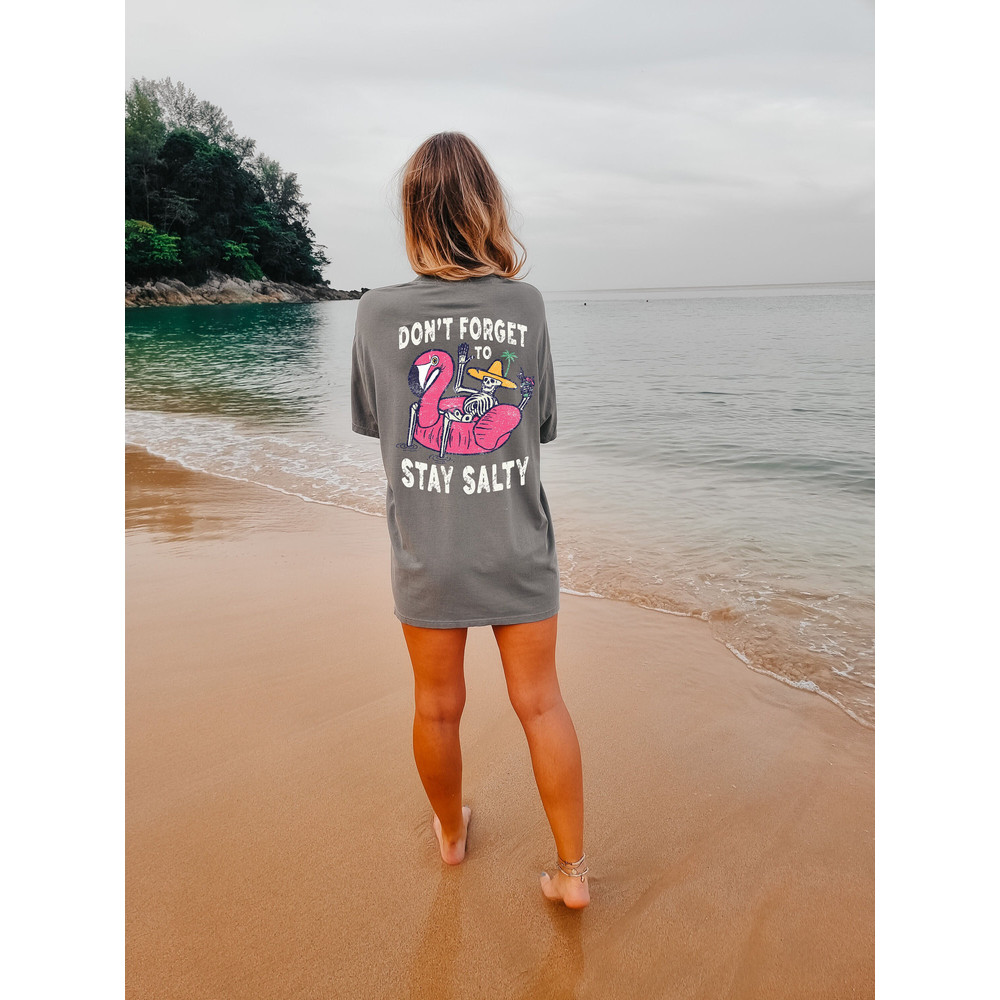 Stay Salty Tee, Salty Skeleton T-shirt, Comfort Colors T-shirt, Beach Tee, Salty T-shirt, Funny Skeleton Beach Tee, Size up for Oversized - 5.jpg
