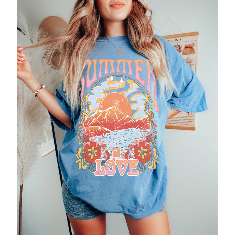 Summer Of Love Tee, Comfort Colors Tee, Beach Tee, Summer T-shirt, Vintage Inspired, Retro Tee, Eighties Tee, Size up for Oversized Tee - 4.jpg