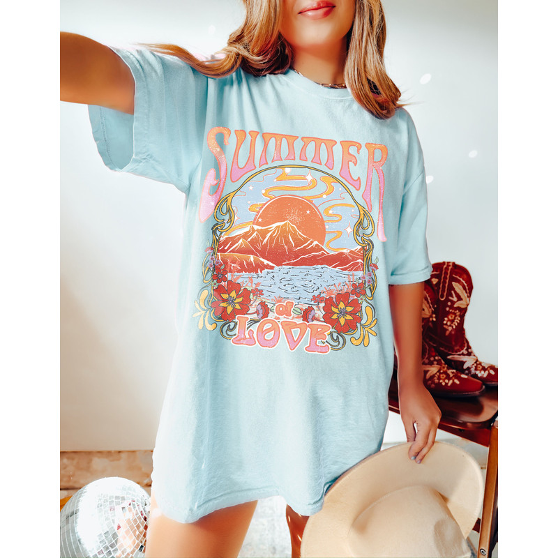 Summer Of Love Tee, Comfort Colors Tee, Beach Tee, Summer T-shirt, Vintage Inspired, Retro Tee, Eighties Tee, Size up for Oversized Tee - 5.jpg